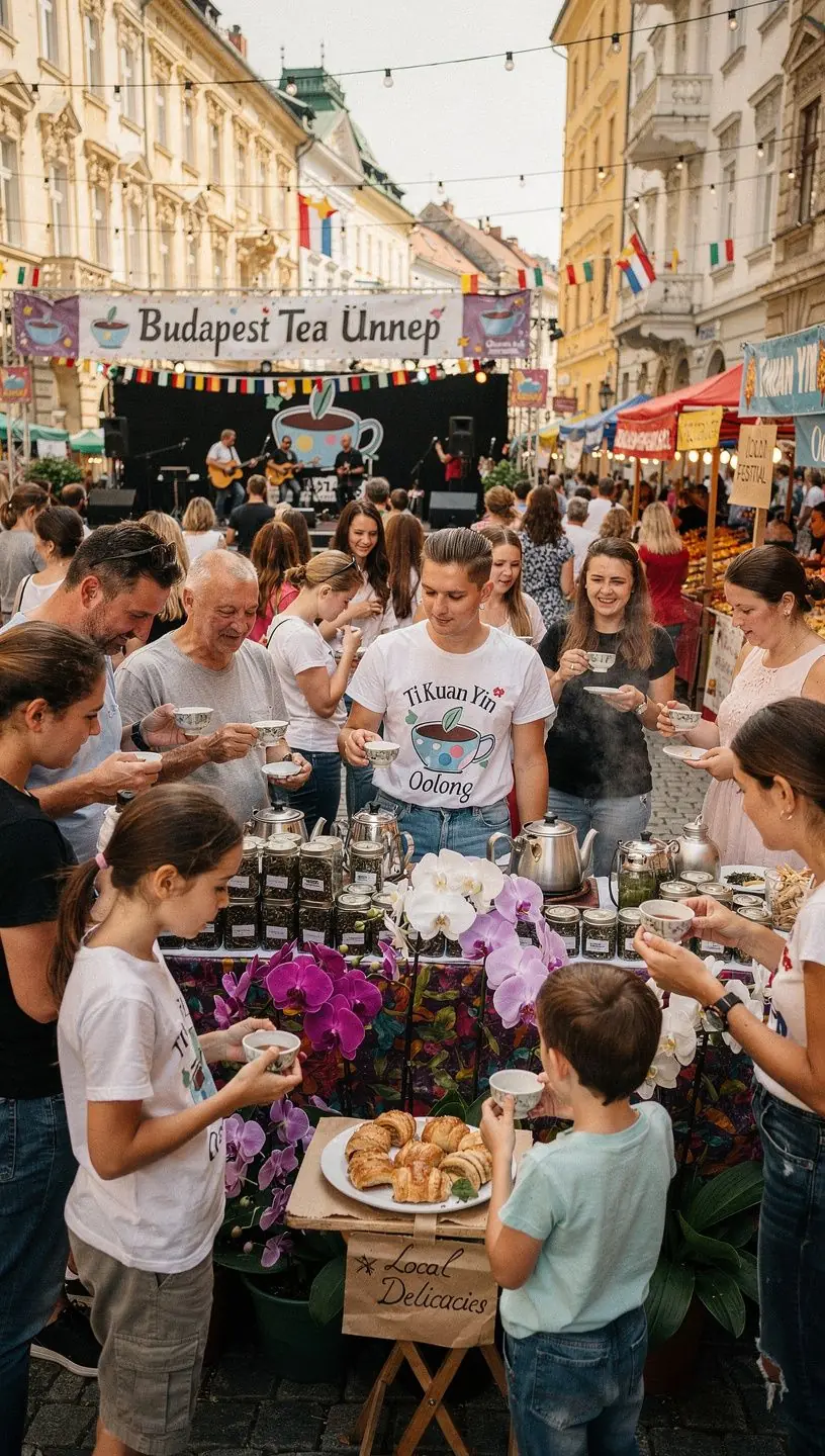 Teázás közben élvezett Ti Kuan Yin Oolong tea, boldog emberek társaságában.